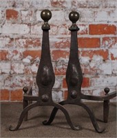 A Pair Of Early American Style Wrought Iron &