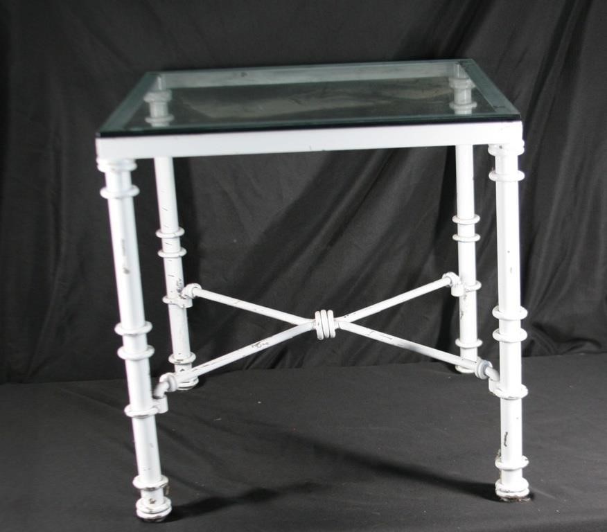Cast Iron Table with Glass Top 20x20x20