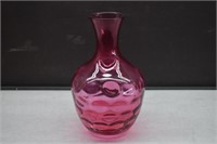 Vintage Cranberry Thumbprint Vase