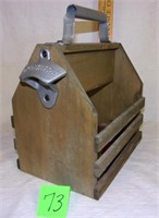 wooden carrier w/opener on side