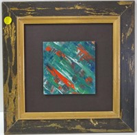 R.M. O/Bd Green & Red Abstract Piece