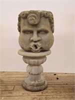 Cast Stone Greek Head on Lotus Form Pedestal