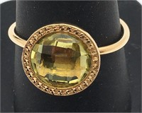 14k Gold Ring W Yellow Stone