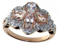 Natural 1.88 ct Morganite & Zircon Designer Ring