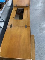 Wood sowing table, large wood cabinet with glass