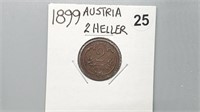 1899 Austria Two Heller gn4025