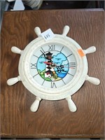 Wooden LightHouse Ships Wheel Clock
