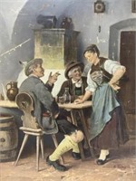 Rudolf Epp (1834-1910) German Tavern Oil On Board