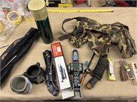 duck call, knife, and hunting & fun accessory lot