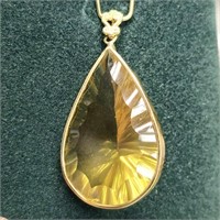 $1000 14K  Lemon Quartz(15ct) Pendant