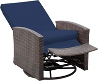 New Outsunny Outdoor Wicker Swivel Recliner Chair