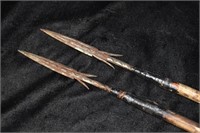 2 19th Century Nigerian Bura Rat Tail Iron Arrows
