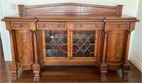STUNNING  1800'S EMPIRE SIDEBOARD W UNIQUE GLASS