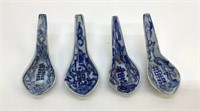 4 Antique Blue & White Chinese Spoons