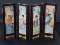 Hand-painted miniature 4-panel  glass screen  PB