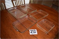 (5) Misc. Casserole Dishes & Clear Glasses
