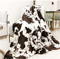($68) Cow Print Blanket Plush Flannel Fleece