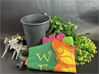 Welcome Flag, Spring Wreath, Pot, & More