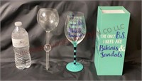 Beach Glass & The Only B.S. I Need 12oz Wine Glass