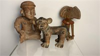 3 Mexican Clay Figurines