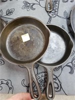 2 Cast Iron #3 Skillets - Unmarked