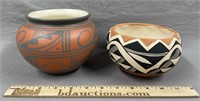 2 Native American SW Pottery Bowls Signed