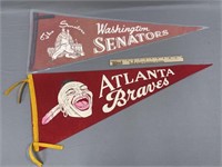 1960's Washington Senators Atlanta Braves Pennants