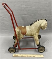 Antique Plush Toy Children's Push Cart