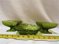 Green Indiana Glass Loganberry Design Bowl & (2)