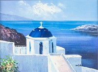 Oil on Canvas Illegible Mediterranean Landscape