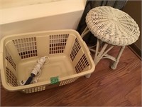 laundry basket, wicker stool