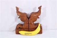 Hand Carved Asian Elephant Bookends