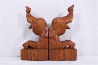 Hand-Carved Asian Elephant Bookends