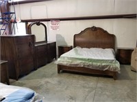 Ashley 708 king bed, dresser ,mirror ,chest, 2 ns