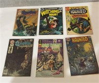 Six vintage monster, horror, comics