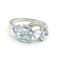 Silver Blue Topaz(3.1ct) Ring