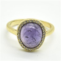 Gold plated Sil Amethyst Cz(3.25ct) Ring
