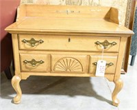 Lot #1524 - Oak finish contemporary two drawer
