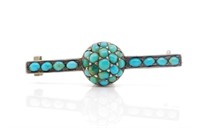 Antique turquoise and silver brooch