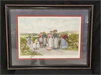 "BERRY PICKERS" FRAMED & MATTED PRINT BY JENNIE...