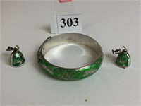 HINGED BANGLE BRACELET AND EARRING SET SIAM