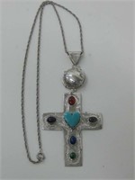 Sterling Silver Stone Navajo Joan Slifka Cross