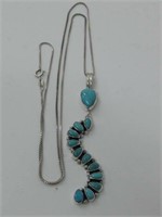 Sterling Turquoise Navajo Evelyn Abeyta Necklace