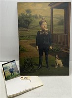 Original Levi Wells Prentice Oil Painting -Boy/Dog