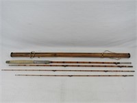 (4) PC. BAMBOO FLY ROD IN WOODEN HOLDER: