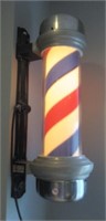 Light up barber shop pole. Measures 26" tall.