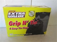 BOX OF 40 GRIP N' TIE GARBAGE BAGS