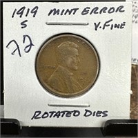 1919-S WHEAT PENNY CENT ROTATED DIES