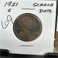 1921-S SCARCE DATE WHEAT PENNY CENT