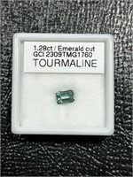 1.28 Natural Emerald Cut Tourmaline GCI Grade